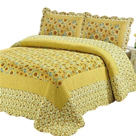 100% Pamuk Tufnasti Suncokret Patchwork Prekrivači Kompleti Popluna Queensunflowers