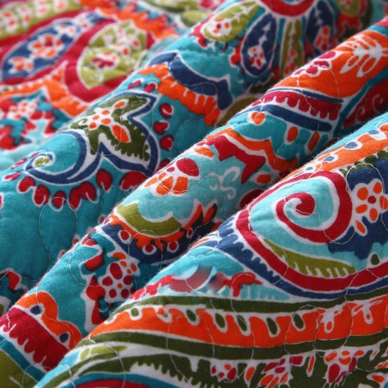 3 Kom Dvostruki Prošiveni Pokrivač Za Krevet Od 100% Pamuka Luksuzni Komplet Prekrivača Za Punu/veličinu Kraljice Šareni Paisley