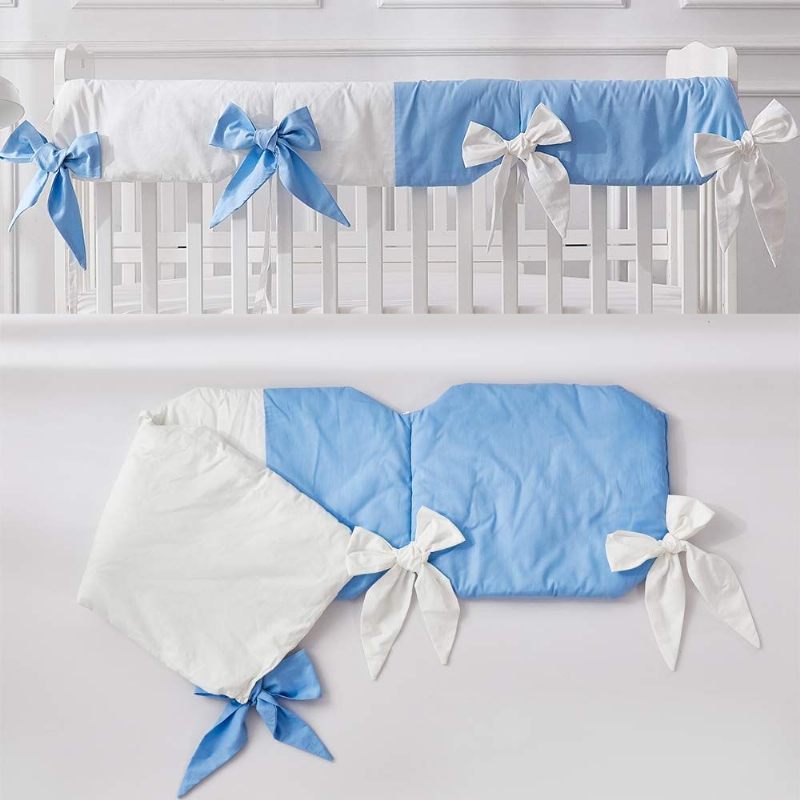3d Love Heart Cloud Star Pattched Design Set Posteljine Za Dječju Sobu 100% Pamuk Plava Posteljina Za Krevetić S Bijelim Volanima
