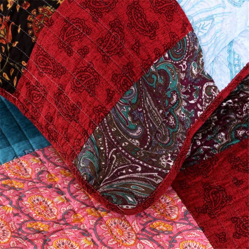 3kom Luksuznog Popluna Boemski Pamučni Patchwork Prošiveni Pokrivač Set Prekrivača Za Krevet Bright Vibrant Floral Paisley Set Posteljine Queen