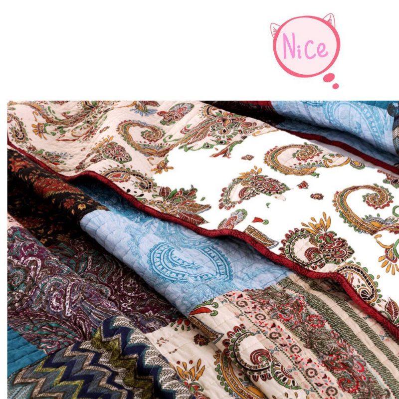 3kom Luksuznog Popluna Boemski Pamučni Patchwork Prošiveni Pokrivač Set Prekrivača Za Krevet Bright Vibrant Floral Paisley Set Posteljine Queen