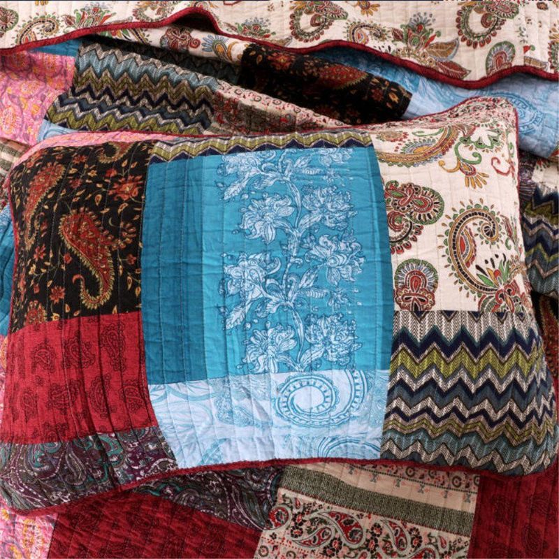 3kom Luksuznog Popluna Boemski Pamučni Patchwork Prošiveni Pokrivač Set Prekrivača Za Krevet Bright Vibrant Floral Paisley Set Posteljine Queen