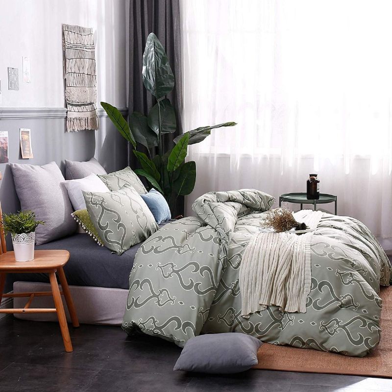 3pcs Paisley Percale Wave Set Posteljine 1800 Konaca Set Navlaka Za Poplun Od Mekane Četkane Mikrofibre Moss Green