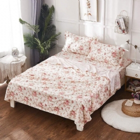 4pcs Shabby Cvjetni Set Plahti 100% Pamuk Garniture Posteljine Za Seoske Kuće Rose Cvjetne Dubokih Džepova 18 Inča