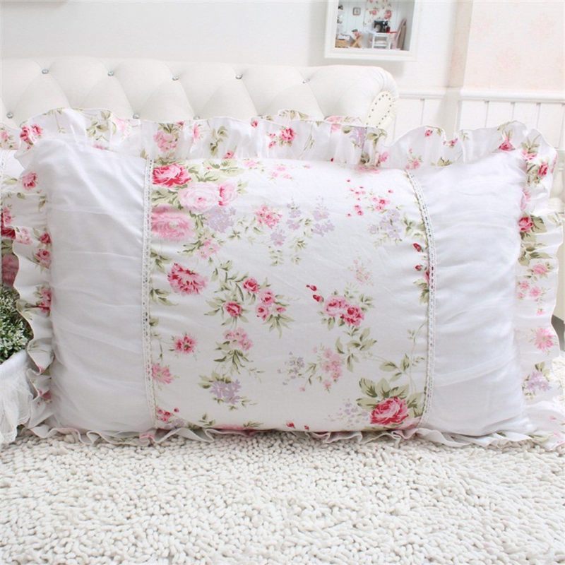 4pcs Shabby Rose Cvjetni Komplet Posteljine Elegantna Set Za Djevojčice S Volanima U Seoskom Stilu 100% Pamuk Set Navlaka Za Poplun