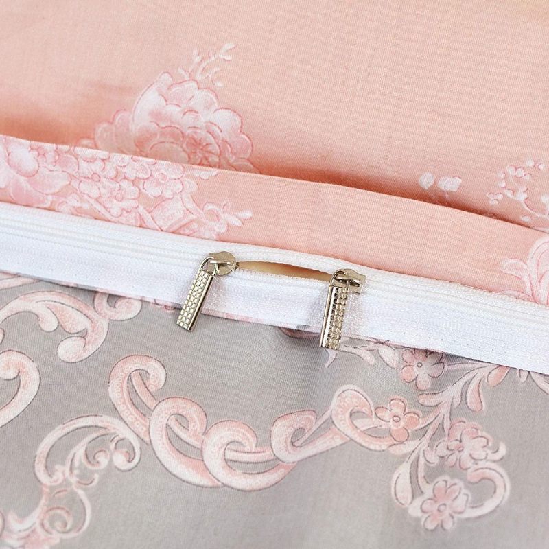 Blush Pink Komplet Posteljine Za Djevojčice 100% Pamuk Damask Cvjetni Navlaka Za Poplun S Patentnim Zatvaračem