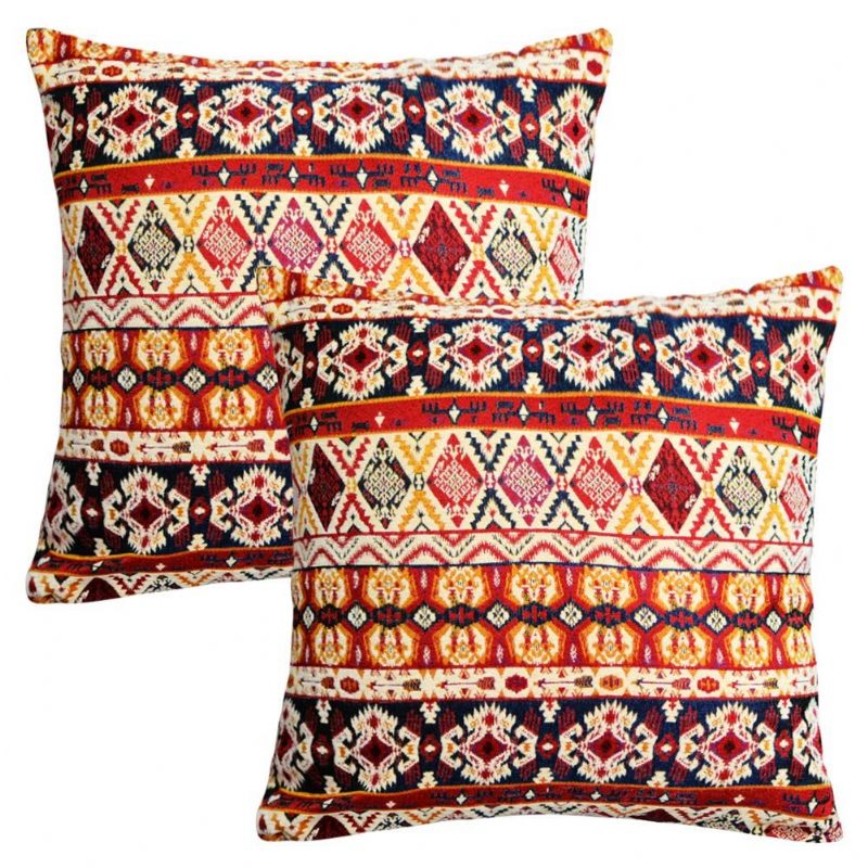 Boemske Navlake Za Jastučnice Retro Jacquard Paket Od 2 Teksturirana Etnička Boho Marokanska Ukrasna Jastučića Od Šenile