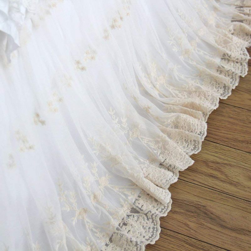 Čipkana Suknja Za Krevet Bijele Boje Pokrivači Za Djevojke Seoska Kuća 100% Pamuk Suknje S Volanima