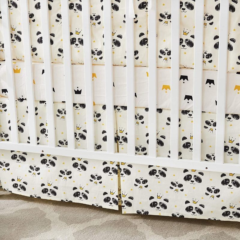 Crno Bijeli Panda Uzorak Posteljine Za Dječji Krevetić 100% Pamuk Neutralna Dječja Posteljina Slatka Kruna Pokrivač