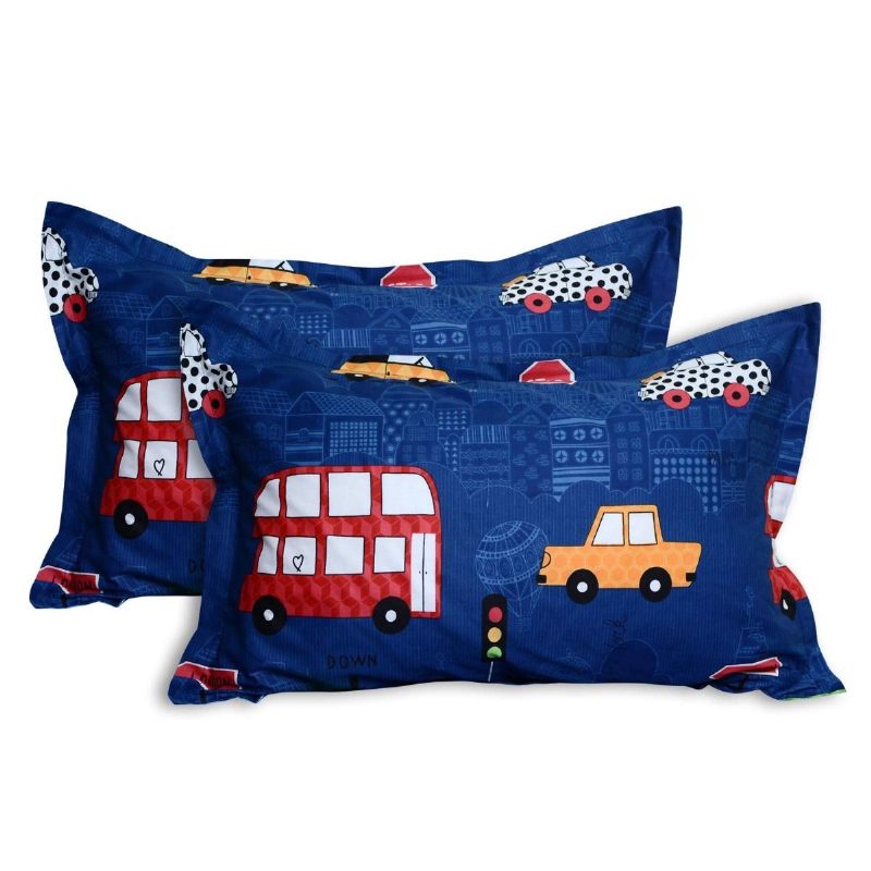 Dječje Jastučnice Standardne Veličine Plavi Automobili Print Boys Pillow Shams 100% Pamuk Set Od 2