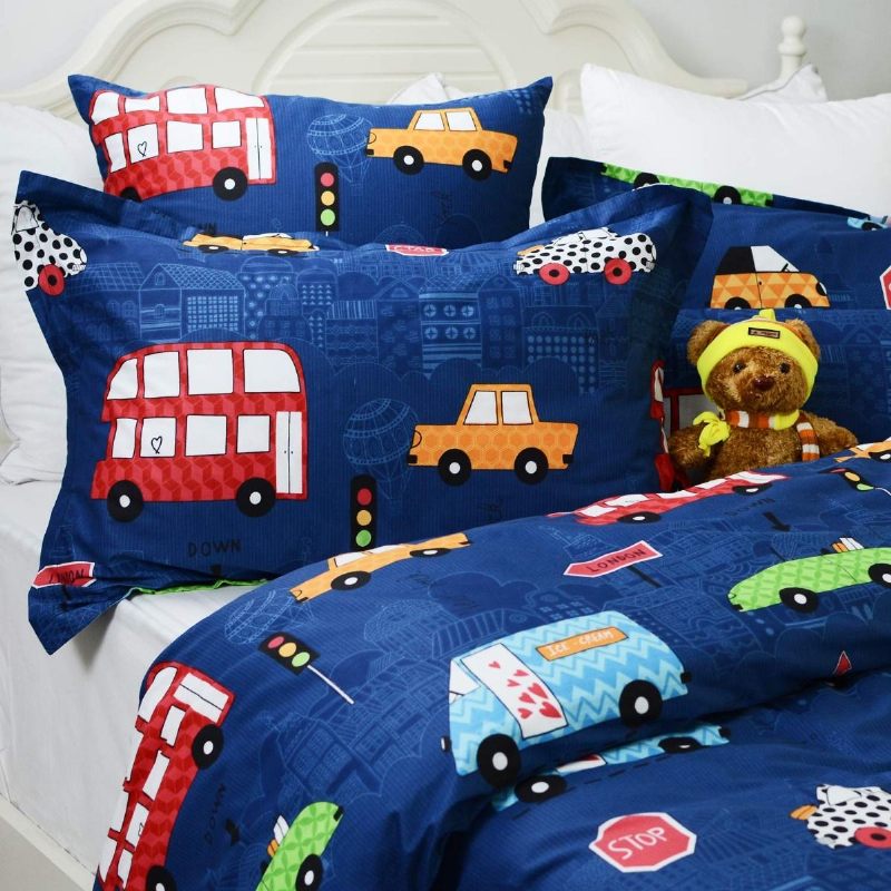 Dječje Jastučnice Standardne Veličine Plavi Automobili Print Boys Pillow Shams 100% Pamuk Set Od 2