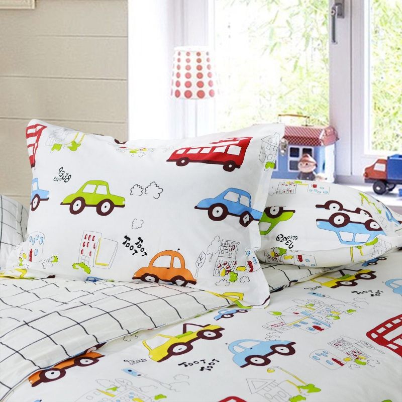 Dječji Dječaci Jastučnice Set Od 2 100% Pamučne S Printom Automobila Standardna Veličina Jastuk Shams Toddler Cute