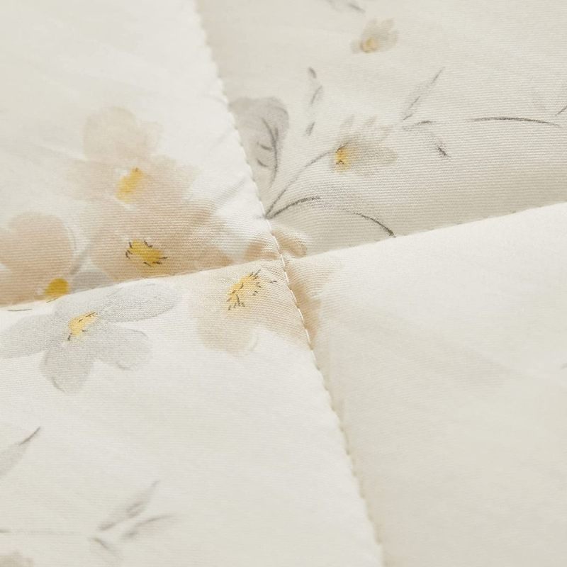 Elegantna Ljetna Pokrivač S Cvjetnim Uzorkom Boje Slonovače Elegantno Cvijeće Grane Točkice Lagani Poplun 100% Pamuk Ispunjen Paperjem