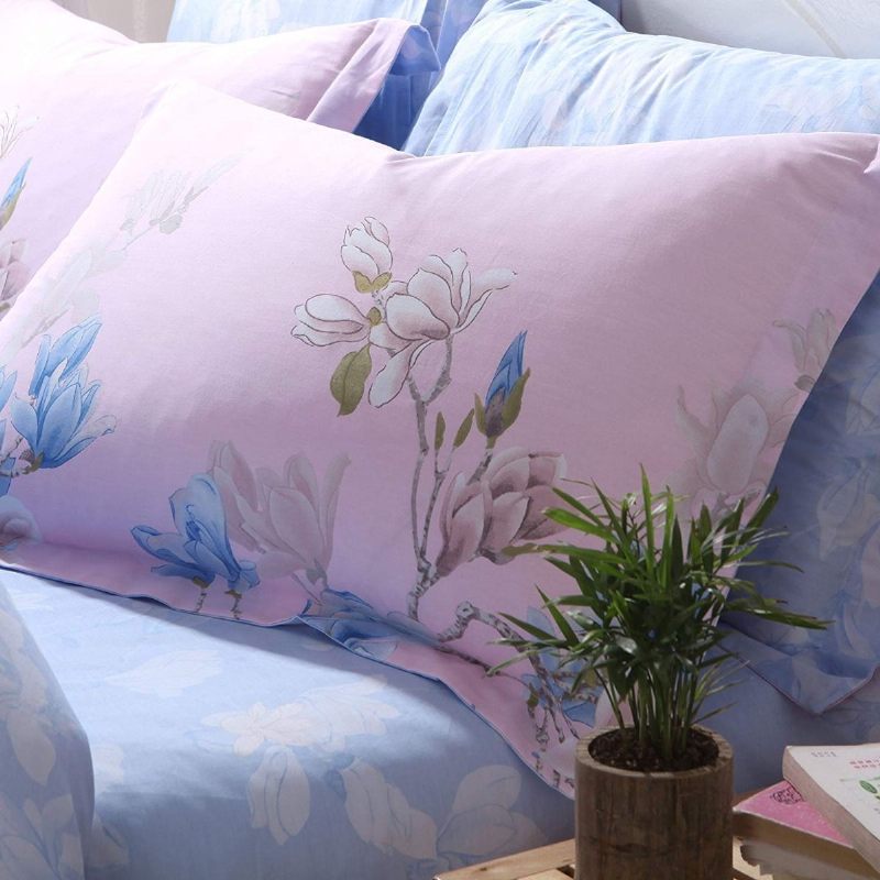 Farmhouse Shabby Magnolia Floral Jastuk Shams 100% Pamuk Set Navlaka Za Poplun Super Mekana Hipoalergena Sa Skrivenim Patentnim Zatvaračem 2-dijelna Standardna Veličina