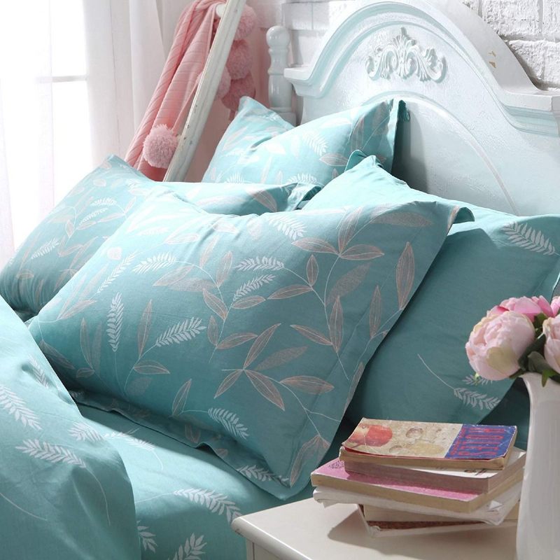 Farmhouse Shabby Teal Floral Jastuk Shams 100% Pamuk Set Navlaka Za Poplun Super Mekan Hipoalergenski Sa Skrivenim Patentnim Zatvaračem 2-dijelna Standardna Veličina