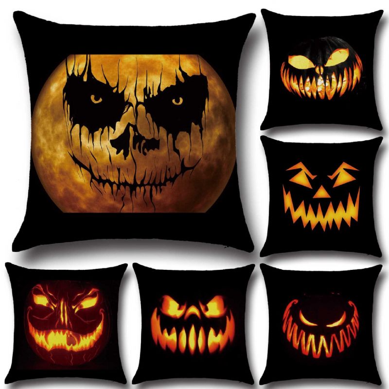 Halloween Horrible Pumpkin Light Pattern Jastučnica Pamučna Lanena Navlaka Za Jastuk