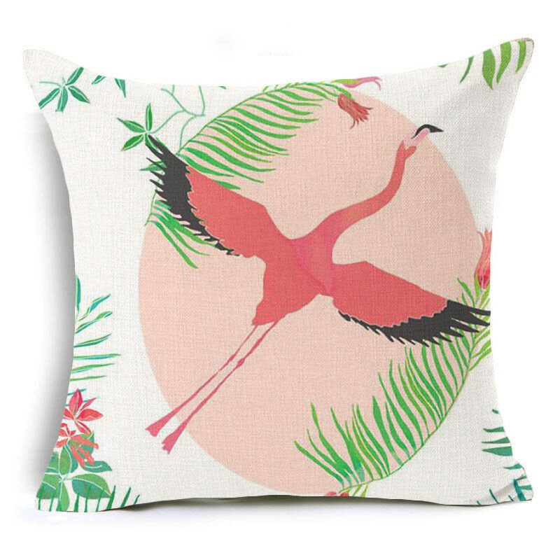 Honana 45x45cm Jastučnica Dekoracija Doma Flamingo Dizajn Palminog Lišća 16 Uzoraka Po Želji