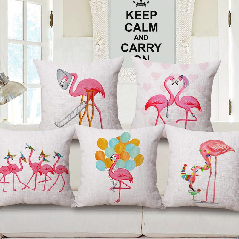 Honana Wx-d2 45x45cm Vintage Flamingos Pamučna Lanena Jastučnica Božićna Oko Struka