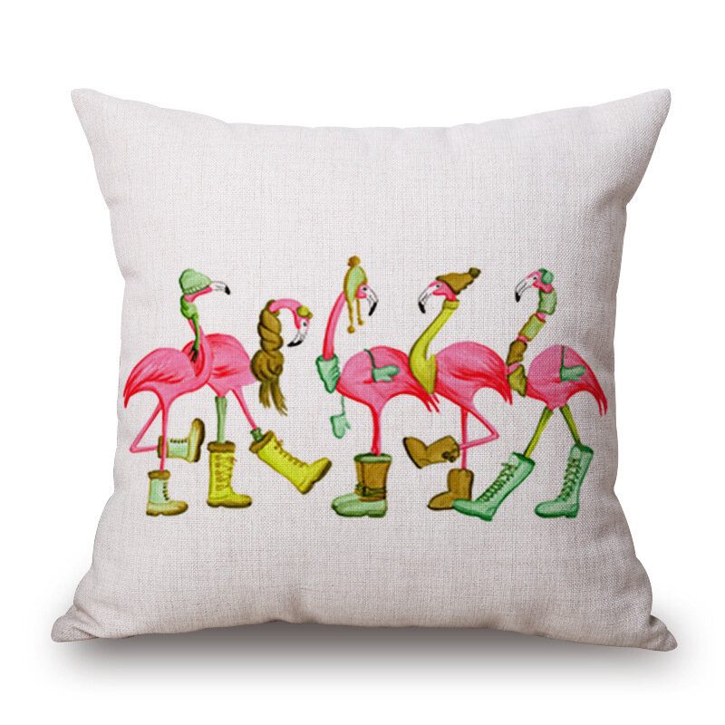 Honana Wx-d2 45x45cm Vintage Flamingos Pamučna Lanena Jastučnica Božićna Oko Struka