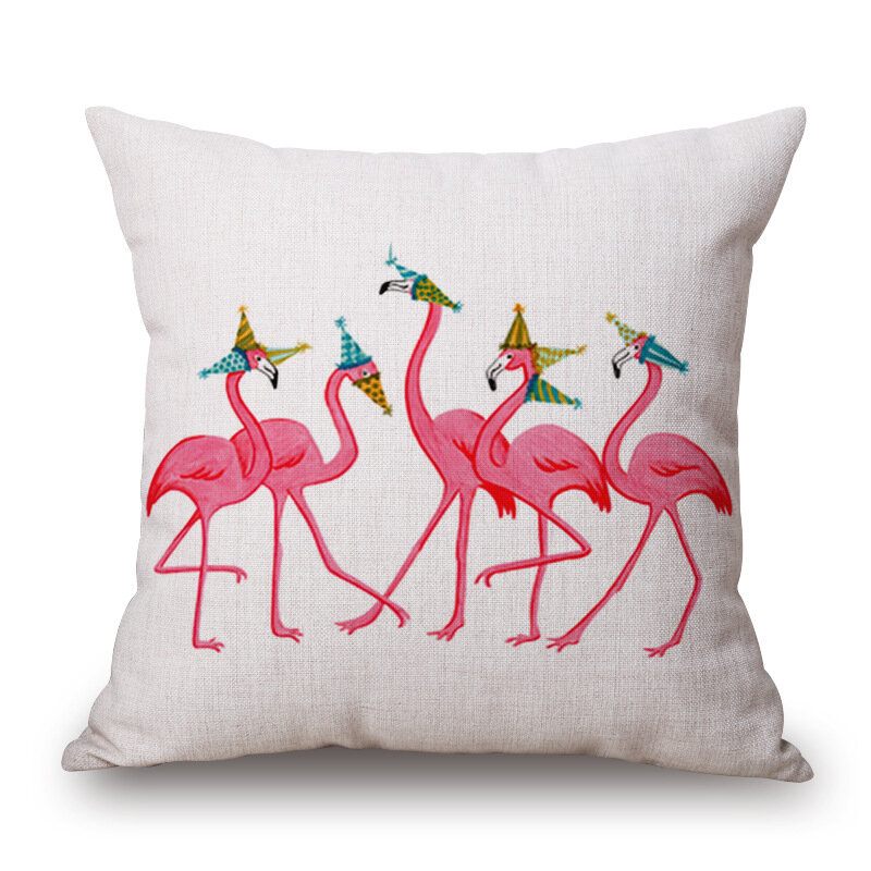 Honana Wx-d2 45x45cm Vintage Flamingos Pamučna Lanena Jastučnica Božićna Oko Struka