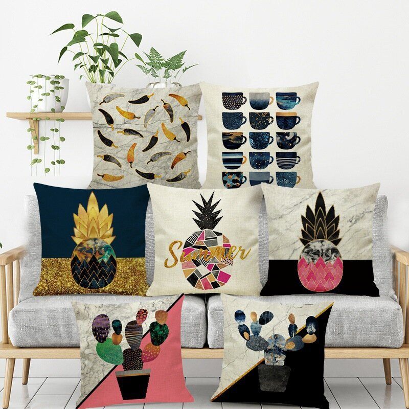 Ins Nordic Pineapple Cactus Geometric Style Lanena Jastučnica Kućna Sofa Art Decor Sjedalo