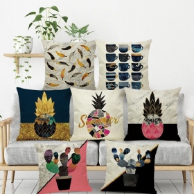 Ins Nordic Pineapple Cactus Geometric Style Lanena Jastučnica Kućna Sofa Art Decor Sjedalo