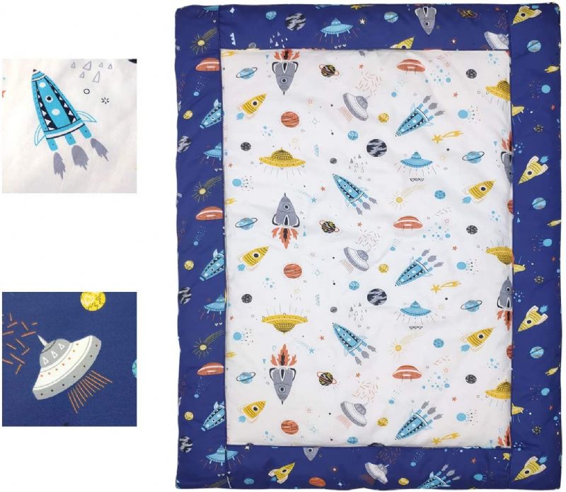 Komplet Posteljine Za Dječji Krevetić Za Svemirski Od 3 Komada Za Dječaka Rocket Planet Astronaut S Uzorkom Set Za Dječju Sobu