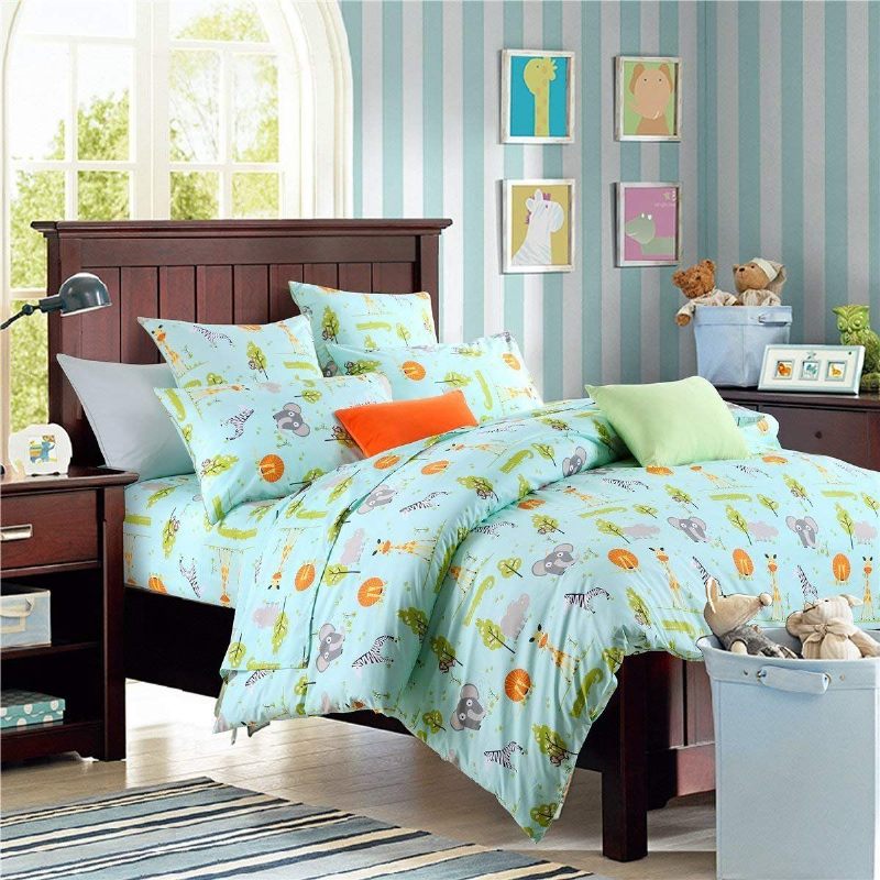 Kompleti Posteljine Woodland Bedding Elephants Zebra Giraffe Lion Printed Set Navlaka Za Poplun 3-dijelni (bez Jorgana Uključen)