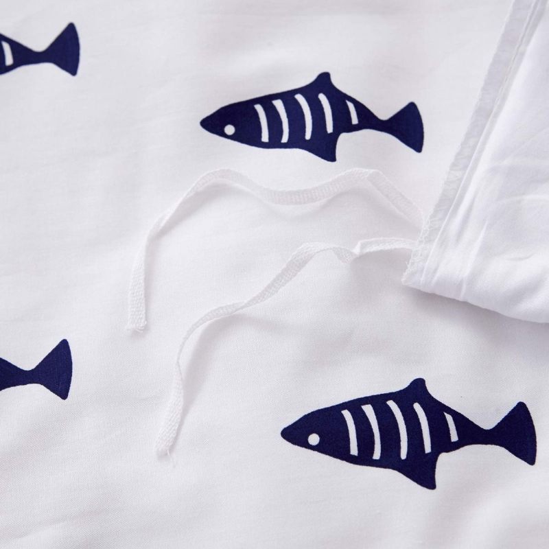 Kompleti Posteljine Za Dječake Navy White Shark Bedding Nautical Komplet Navlaka Za Poplun 100% Pamuk Dječja Tinejdžerska Ljetna Posteljina (1 Za + 2 Jastučnice)