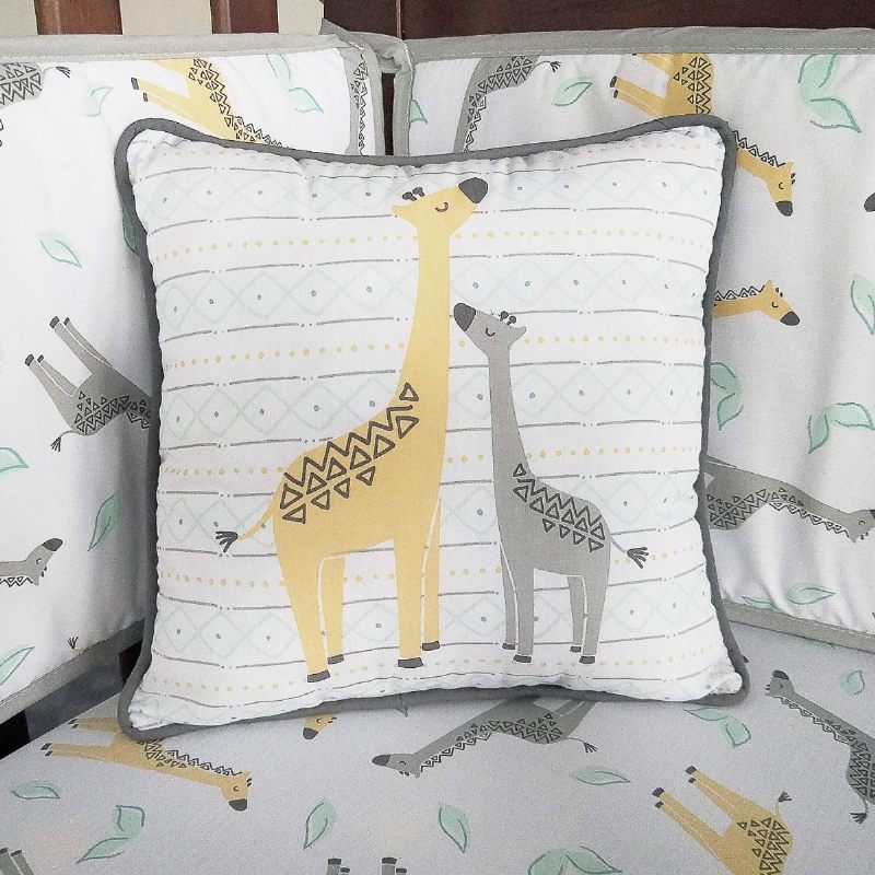 Kompleti Posteljine Za Dječji Krevetić Dječja Posteljina Za Dječju Sobu Woodland Giraffe Family Dot Design Siva I Žuta 8-dijelna