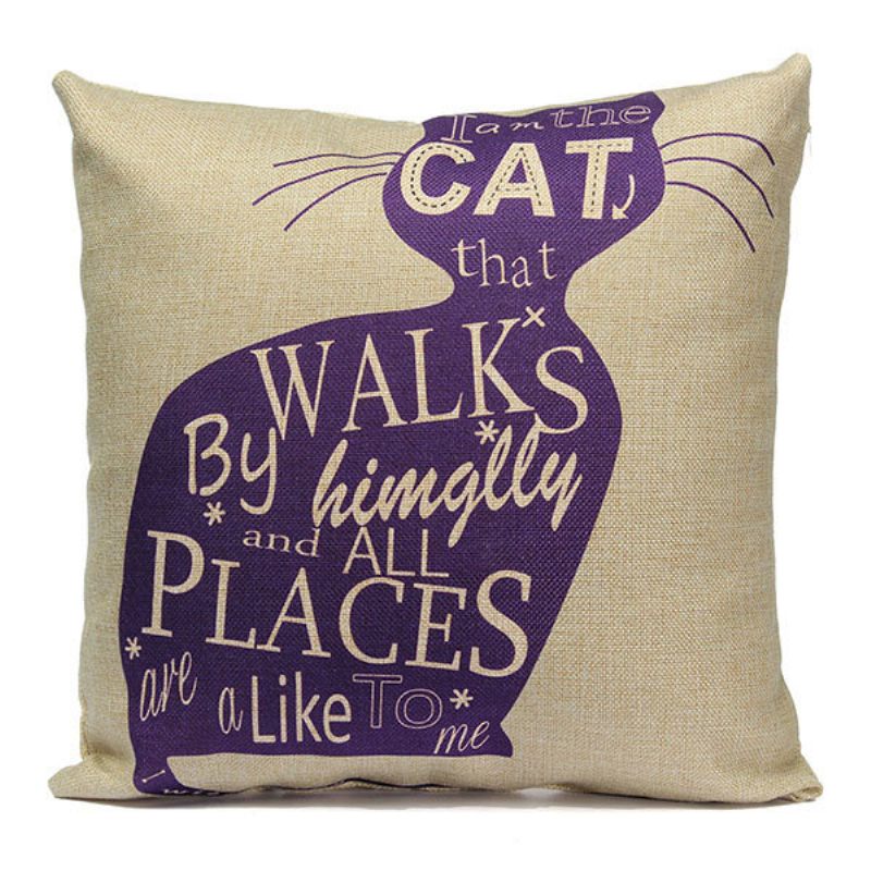 Laneno Cartoom Cats Bacanje Jastučnica Jastuk Navlaka Home Decor