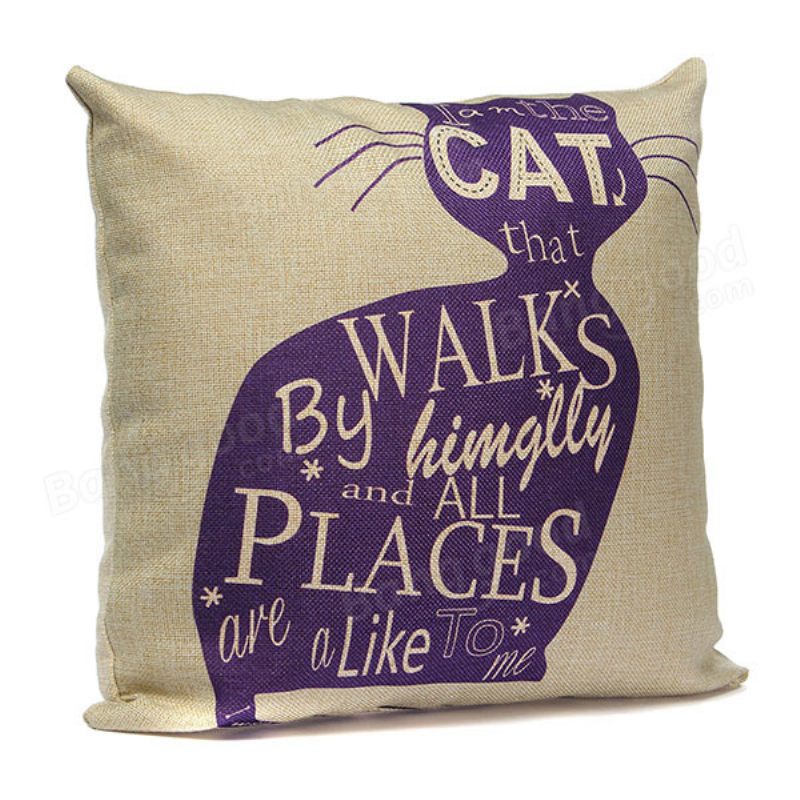 Laneno Cartoom Cats Bacanje Jastučnica Jastuk Navlaka Home Decor