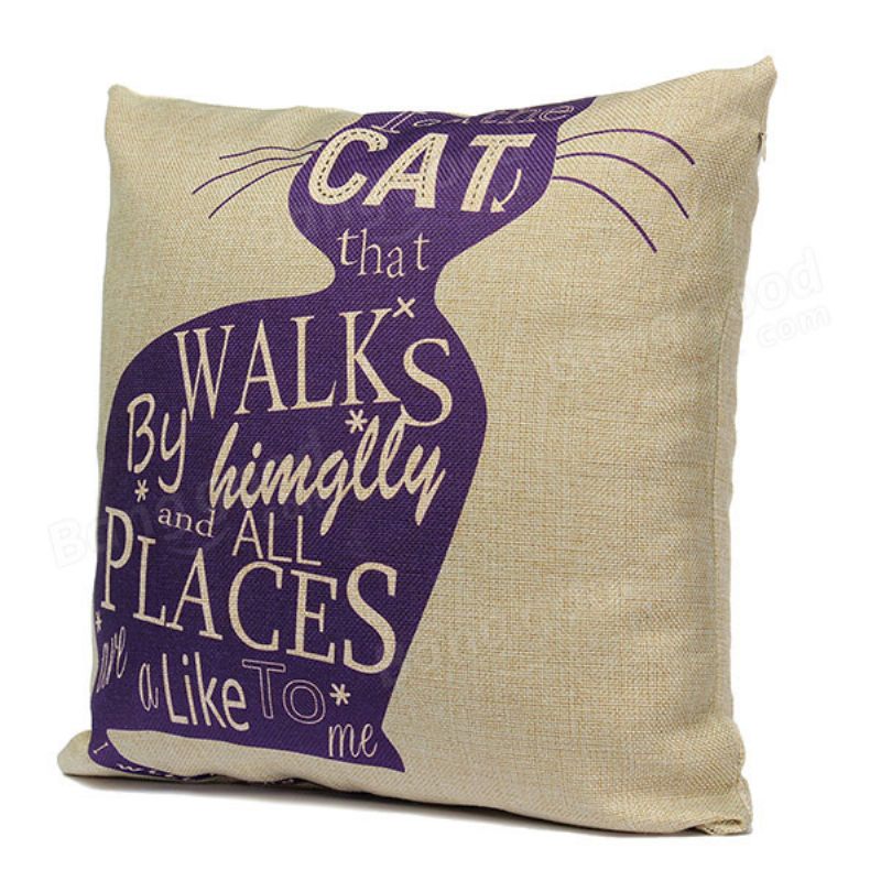 Laneno Cartoom Cats Bacanje Jastučnica Jastuk Navlaka Home Decor