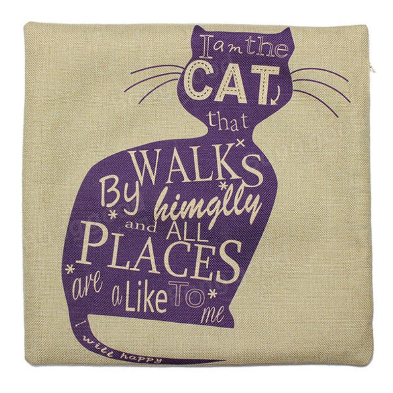 Laneno Cartoom Cats Bacanje Jastučnica Jastuk Navlaka Home Decor