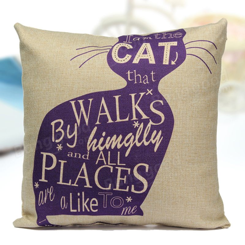 Laneno Cartoom Cats Bacanje Jastučnica Jastuk Navlaka Home Decor