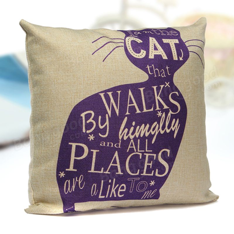 Laneno Cartoom Cats Bacanje Jastučnica Jastuk Navlaka Home Decor