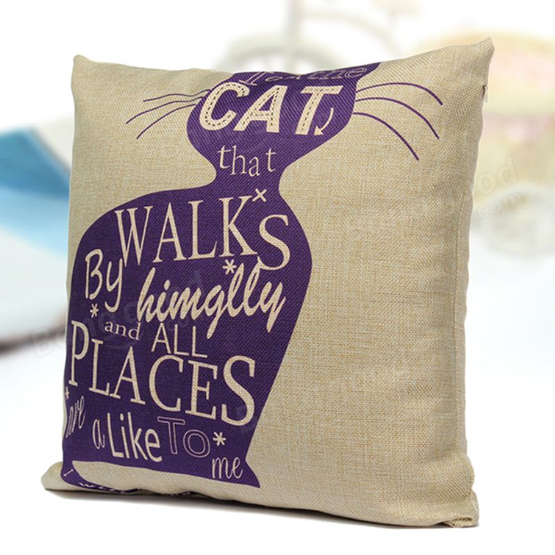 Laneno Cartoom Cats Bacanje Jastučnica Jastuk Navlaka Home Decor