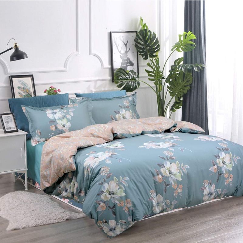 Luksuzna Posteljina Peony Floral Reverzibilna 3 Kom. Paisley 100% Pamuk Teal Tirkizno Narančasta Navlaka Za Poplun Siva Mornarskoplava Hipoalergena