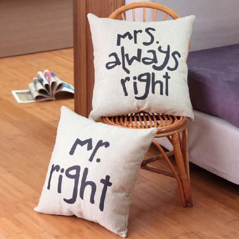 Mr Right Mrs Always Kreativni Potpis Pamučna Lanena Jastučnica Krevet Sofa Auto