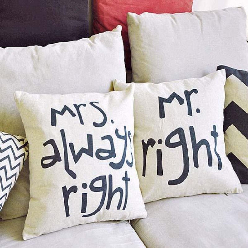 Mr Right Mrs Always Kreativni Potpis Pamučna Lanena Jastučnica Krevet Sofa Auto