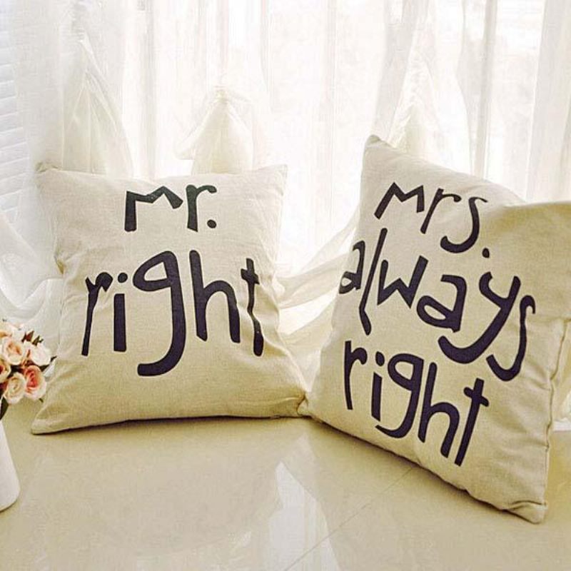 Mr Right Mrs Always Kreativni Potpis Pamučna Lanena Jastučnica Krevet Sofa Auto