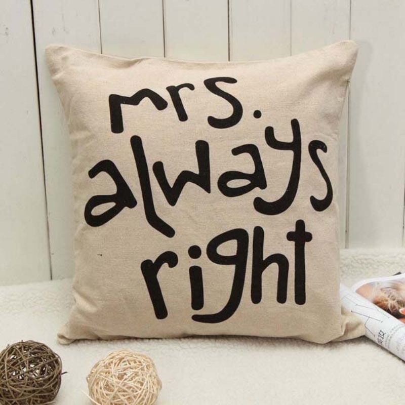 Mr Right Mrs Always Kreativni Potpis Pamučna Lanena Jastučnica Krevet Sofa Auto