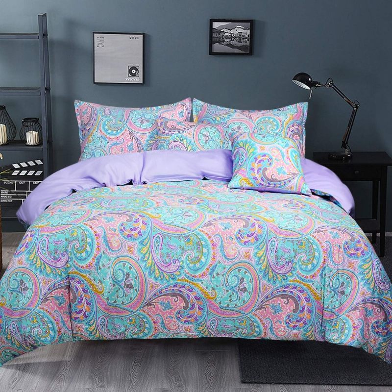 Paisley Posteljina Vibrant Purple I Teal Luksuzna 800 Niti 100% Egipatski Pamuk Navlake Za Poplun I Jastučnice