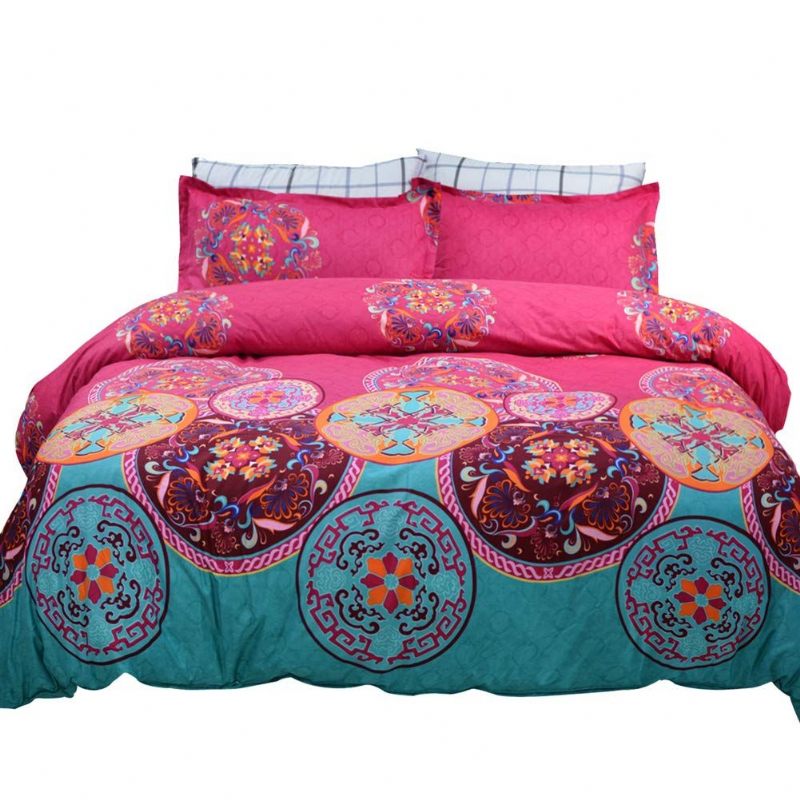 Queen Size 3pcs Bohemia Set Navlaka Za Poplun Veselih Boja Luksuzna Posteljina S Otisnutim Krugovima