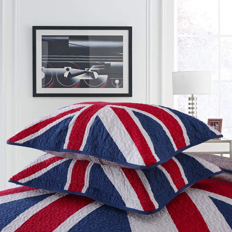 Queen Size Dizajn Britanske Zastave Prošiveni Set Jorgana 100% Pamuk 3kom Kompleti Jorganske Posteljine Prekrivač