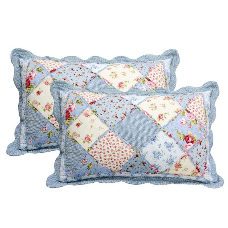 Queen Size Shabby Blue Floral Patchwork Set Jorgana Set Pamučnih Popluna