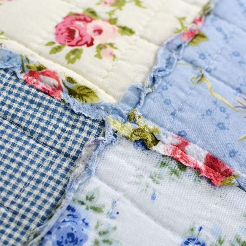 Queen Size Shabby Blue Floral Patchwork Set Jorgana Set Pamučnih Popluna