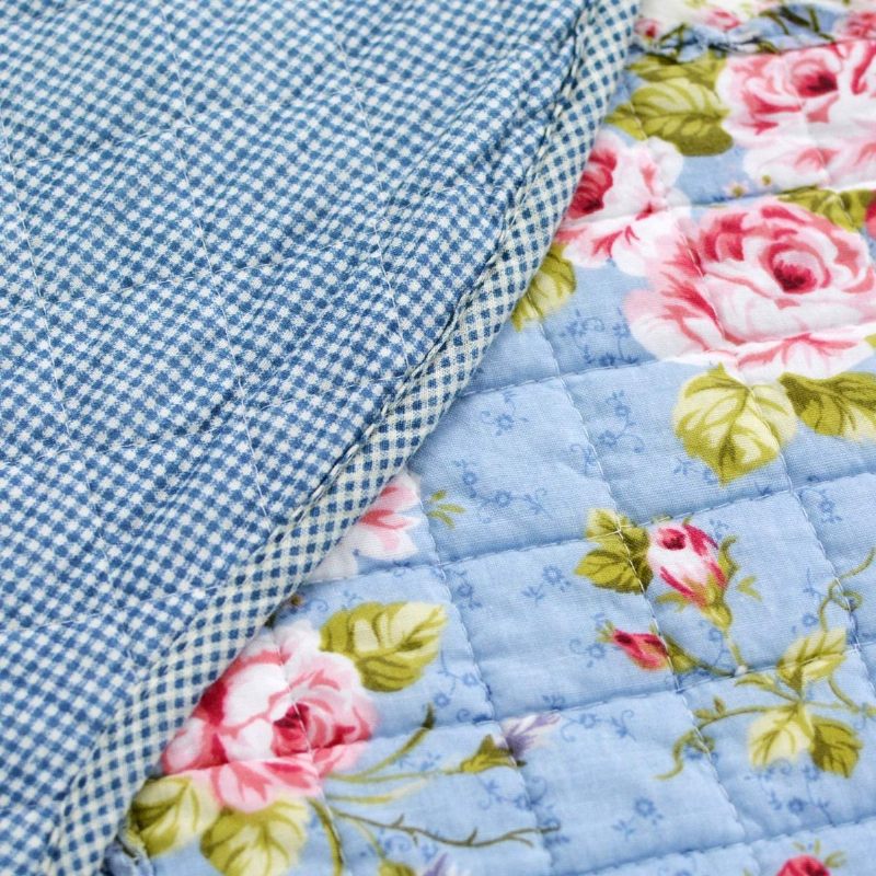 Queen Size Shabby Blue Floral Patchwork Set Jorgana Set Pamučnih Popluna