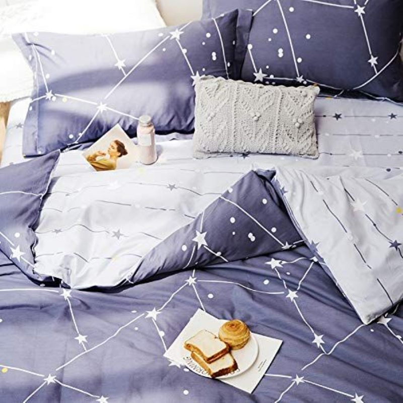 Space Constellation Set Posteljine Star Map Universe Galaxy Navlaka Za Poplun 3 Kom 100% Pamuk Siva Plava Ljubičasta