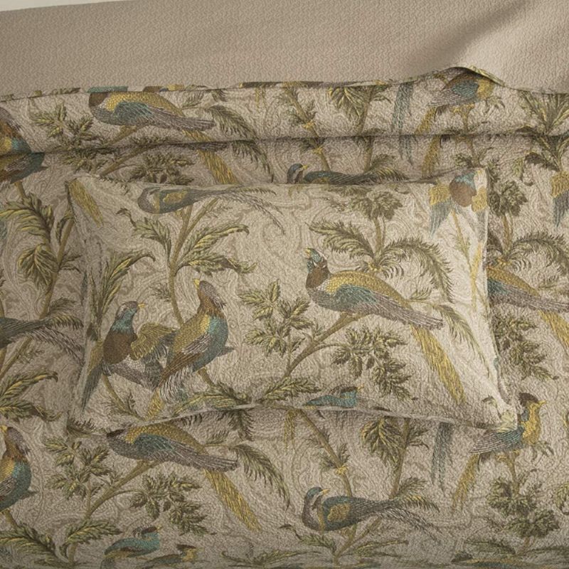 Starinski Seoski Kompleti Prošivenih Pokrivača Od 3 Komada Queen Size Pamuk S Uzorkom Ptica Set Za Krevet